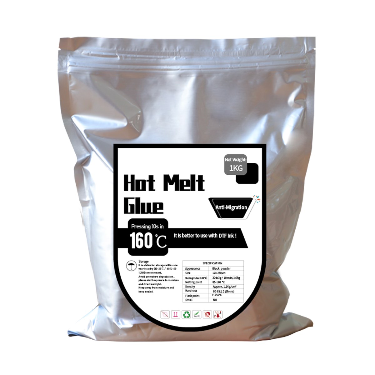 Hot Melt DTF Powder — Black, 1 kg
